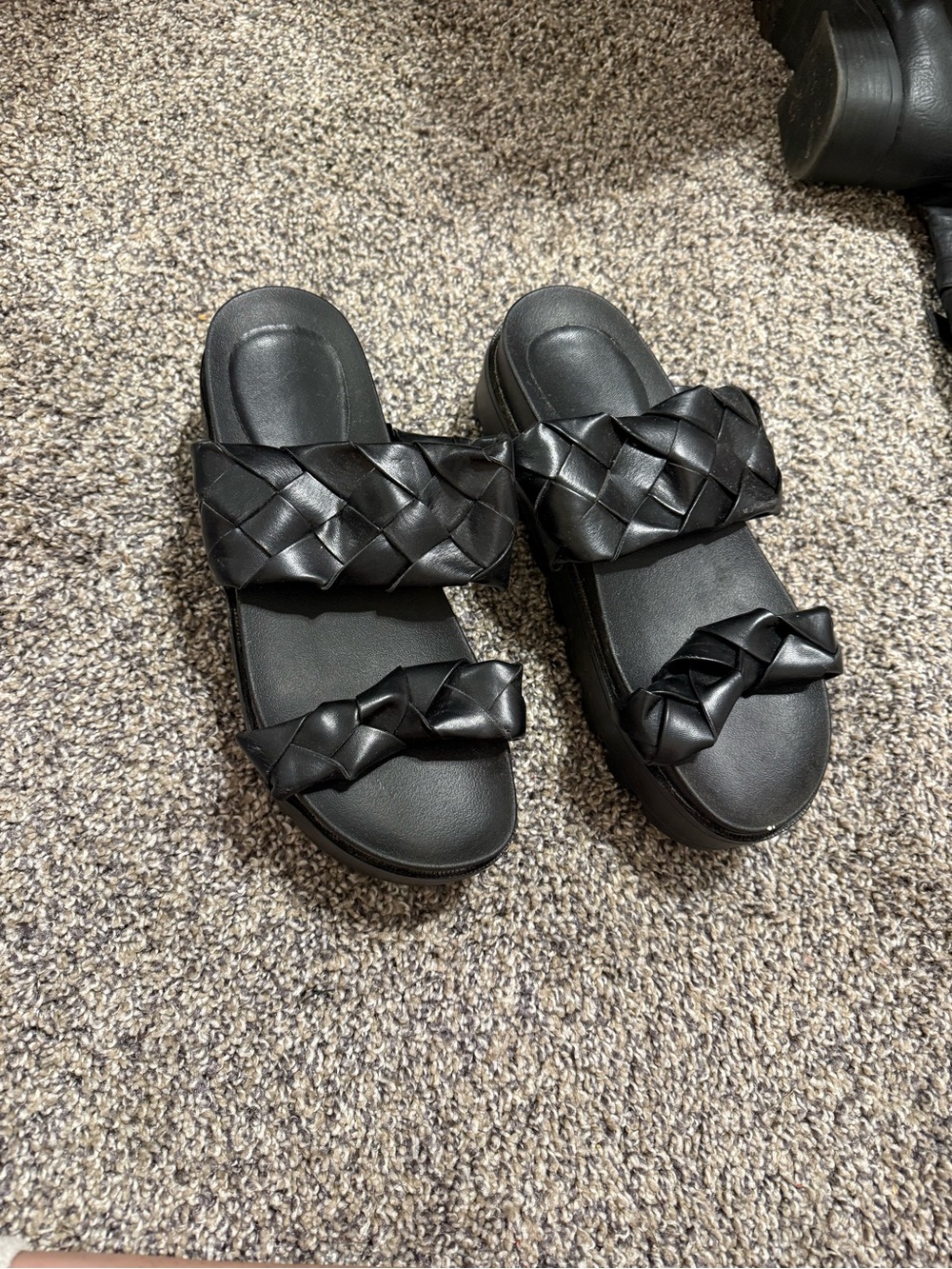 Women’s Black Braided Slide Sandals